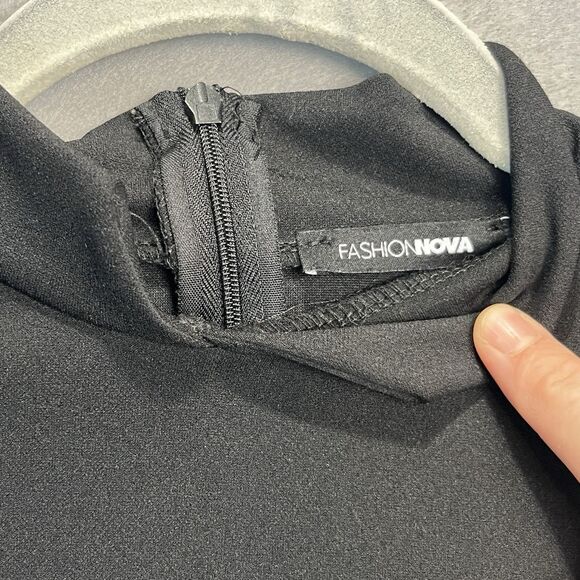 VTG Fashion Nova Women's‎ Black Stretch Kiko High Side Slit  Dress Size S - Picture 6 of 10